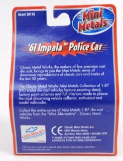 Classic Metal Works 30116 '61 Impala Police Car 1:87 Scale (New, In Box) -Lionel Shop 30116 3