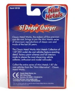 Classic Metal Works 30136 '67 Dodge Charger 1:87 Scale (New, In Box) -Lionel Shop 30136cream 3