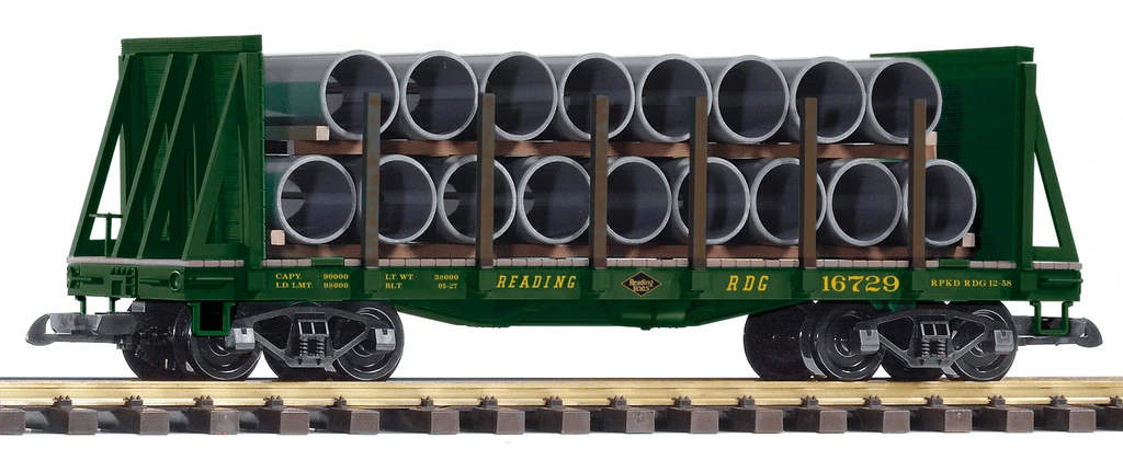 Piko 38756 RDG Bulkhead Flatcar W/Pipe Load 3 Piko 38756 RDG Bulkhead Flatcar W/Pipe Load